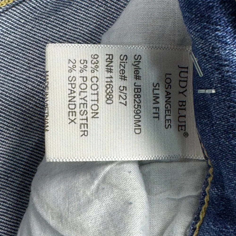 Judy Blue Slim Fit Jeans High Rise Distressed Light Wash Womens 5 Denim Stretch
